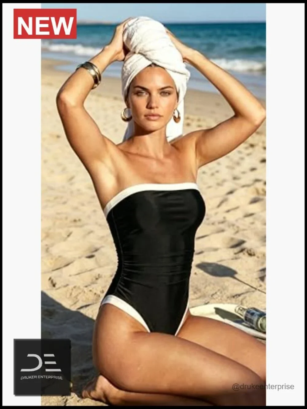 Tummy Control One Piece Swimsuit Strapless Bandeau Bathing Suit with Removable
